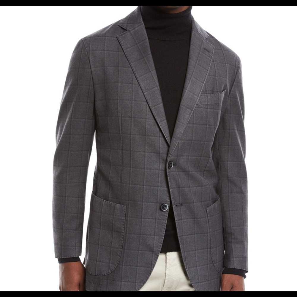 Neiman Marcus Men's Windowpane 2-Button Jacket